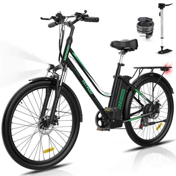 BK8 E-Way Electric Bike - 250W Motor, 26" Fat Tires, 80KM Range, Detachable Battery, 7-Speed Shimano, Unisex Commuter E-Bike - Image 7