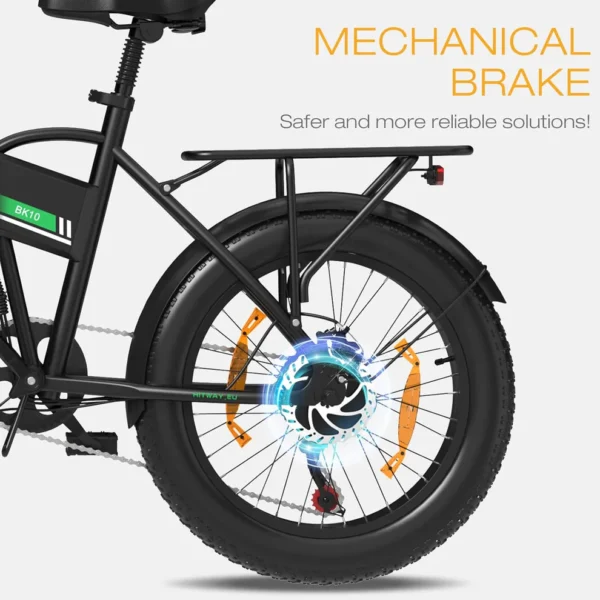 BK10S Folding Electric Bike - Black Orange & Black Green | 48V 13Ah Hidden Battery | 250W Motor | 20"x4.0" Puncture-Resistant Tires - Image 5