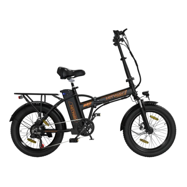 BK11 Folding Electric Bike – Black Orange & Black Green | 20x3.0” Fat Tires, Removable Battery, Compact Storage - Image 7