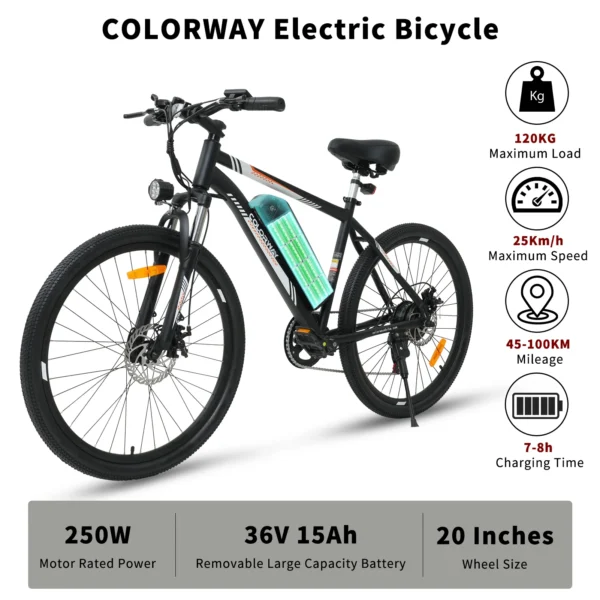 e-Why BK15 Electric Bicycle – 36V 15Ah Removable Battery, Dual Modes, LCD Display, 250W Motor - Image 3