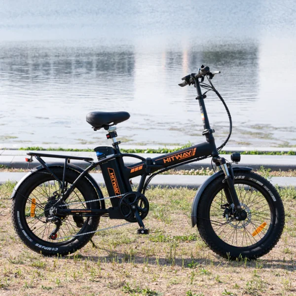 BK11 Folding Electric Bike – Black Orange & Black Green | 20x3.0” Fat Tires, Removable Battery, Compact Storage - Image 8