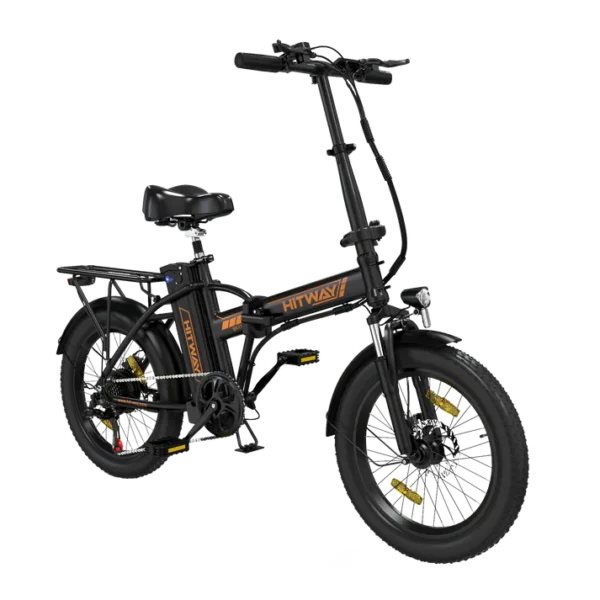 BK11 Folding Electric Bike – Black Orange & Black Green | 20x3.0” Fat Tires, Removable Battery, Compact Storage