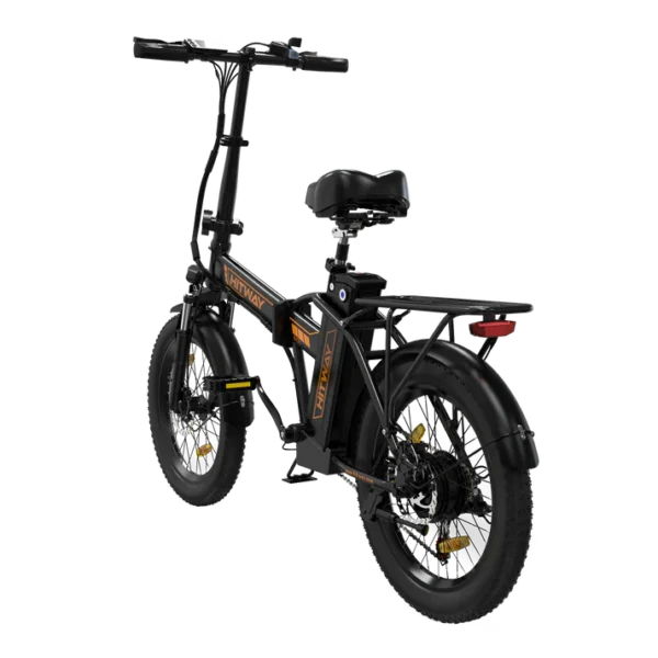BK11 Folding Electric Bike – Black Orange & Black Green | 20x3.0” Fat Tires, Removable Battery, Compact Storage - Image 3