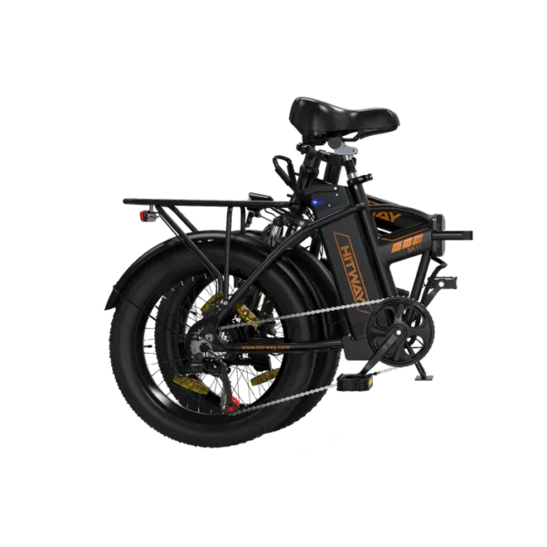 BK11 Folding Electric Bike – Black Orange & Black Green | 20x3.0” Fat Tires, Removable Battery, Compact Storage - Image 4