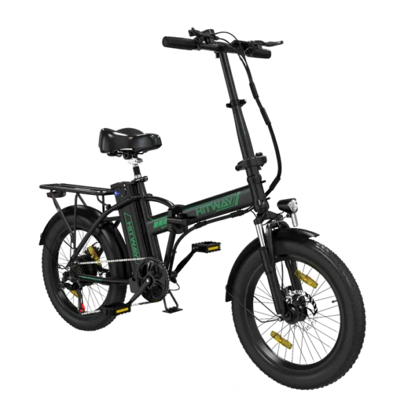 BK11 Folding Electric Bike – Black Orange & Black Green | 20x3.0” Fat Tires, Removable Battery, Compact Storage - Image 5